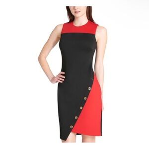 Tommy Hillfiger Elegant Red and Black Sleeveless Dress